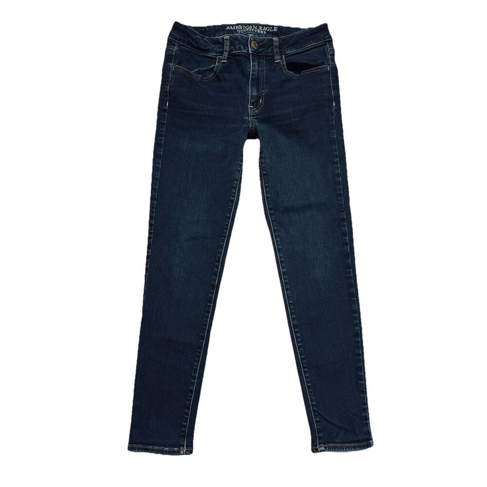 American Eagle Jegging Jeans 6/8 Short (27x25.5) Blue Super Stretch Denim Womens
